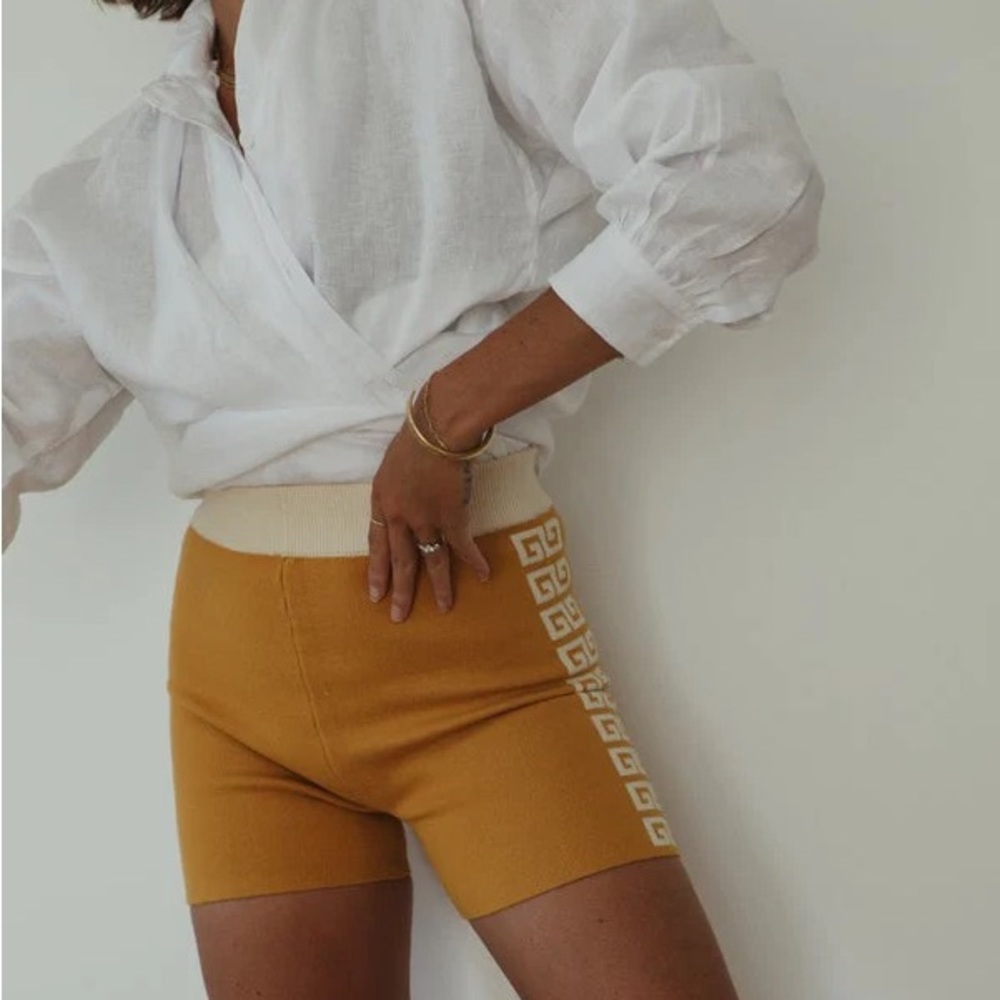 By Billie Yellow Knit Shorts